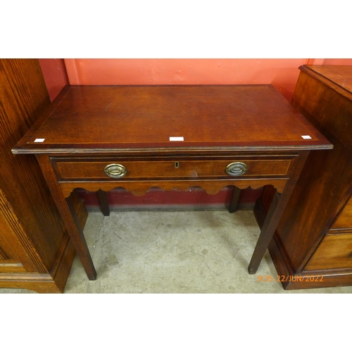 2 - A George III inlaid oak single drawer side table