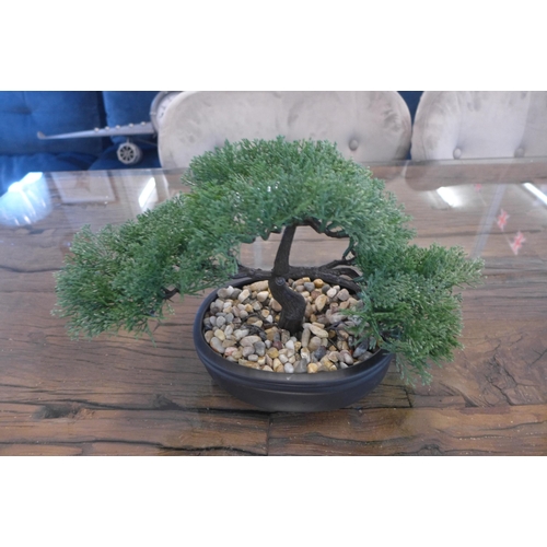 1327 - A small artificial Bonsai tree in black ceramic planter
