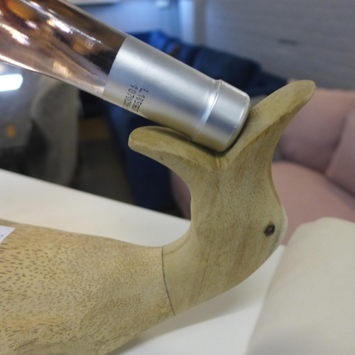 1332 - A wooden drunken duck bottle holder, H 40cms (LAW15012)   #