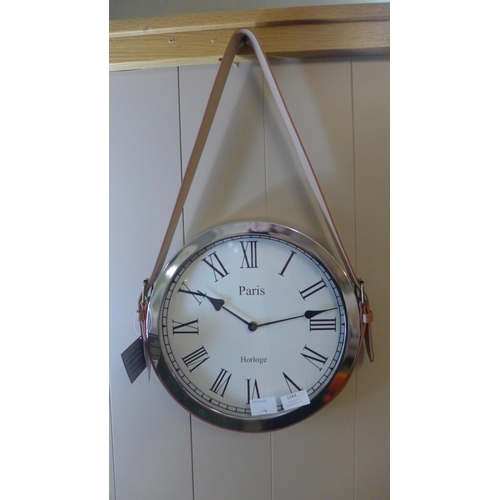 1344 - A Paris wall clock with belt strap hanger, H 57cms x 33cms (CL184112)   #