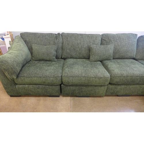1337 - A Barker and Stonehouse moss green fabric curved corner sofa