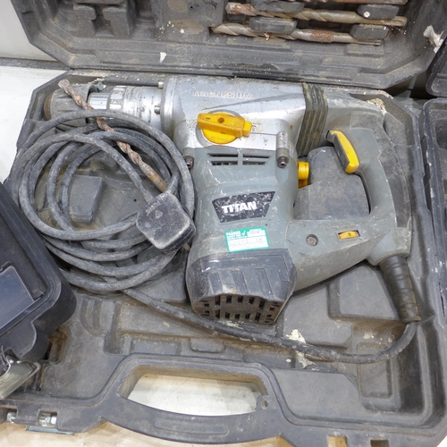 Titan Magnesium SDS breaker drill, Wickes hammer drill and 10.8v