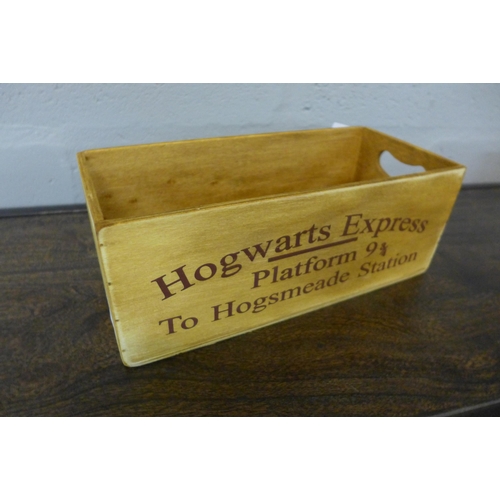 1310 - A vintage style Harry Potter platform 9¾ wooden box, H 28cm, W 12cms (FC2303)   #