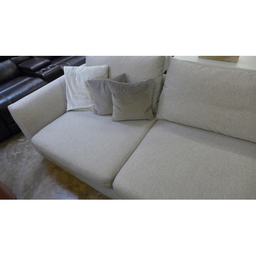 1486 - Large oatmeal upholstered L shaped sofa