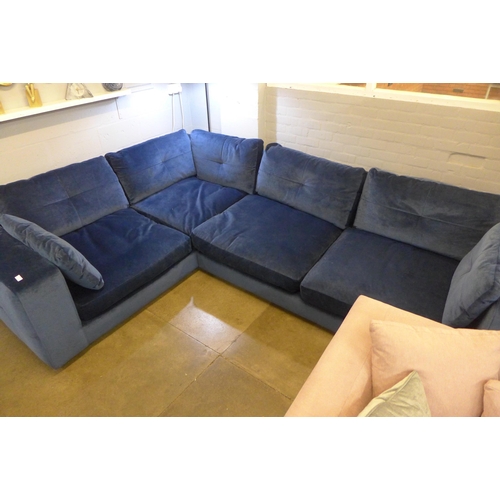1349 - A Grand Designs deep ocean blue plush LHF corner sofa