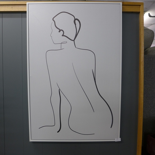 1438 - A large framed Lady Line canvas, H 90cms (62797406)   #