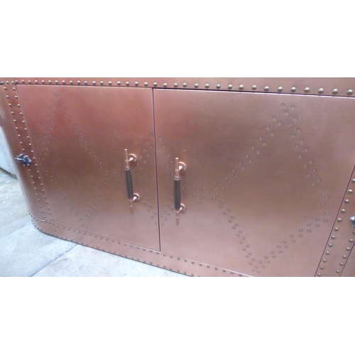 1307 - Copper finished large four door Aviator sideboard