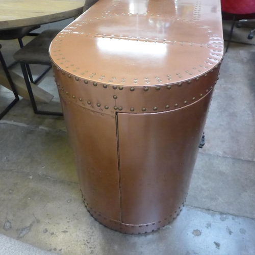 1307 - Copper finished large four door Aviator sideboard