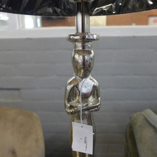 1321 - A Pose statue silver table lamp with a black shade, H 52cms (30-774-B039)   #