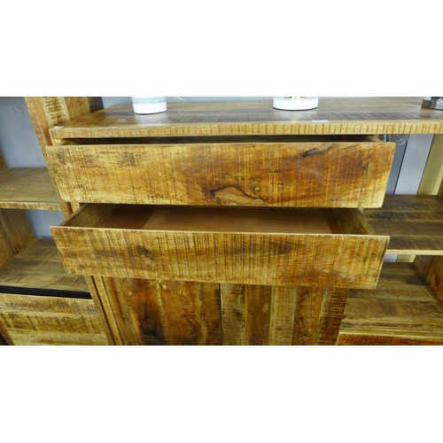 1353 - A Mallard hardwood and black metal extra large two door two drawer sideboard