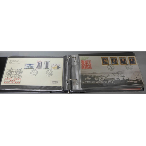 620 - Stamps; Hong Kong first day covers in album, (38 covers, used stamps alone exceeds £300)