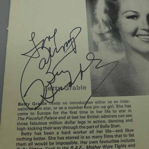 624 - A Betty Grable autographed programme