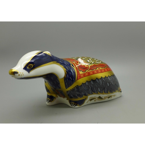 628 - A Royal Crown Derby paperweight, Moonlight Badger, exclusively for the Royal Crown Derby Collectors ... 