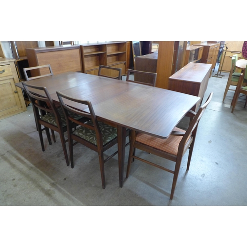3 - A Richard Hornby for Fyne Ladye afromosia extending dining table and six chairs, retailed by Heals