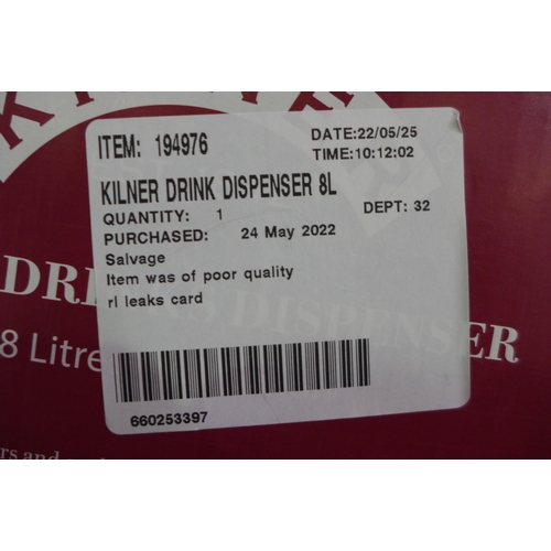 3027 - Kilner Drink Dispenser (8ltr), (258-6)   * This lot is subject to vat