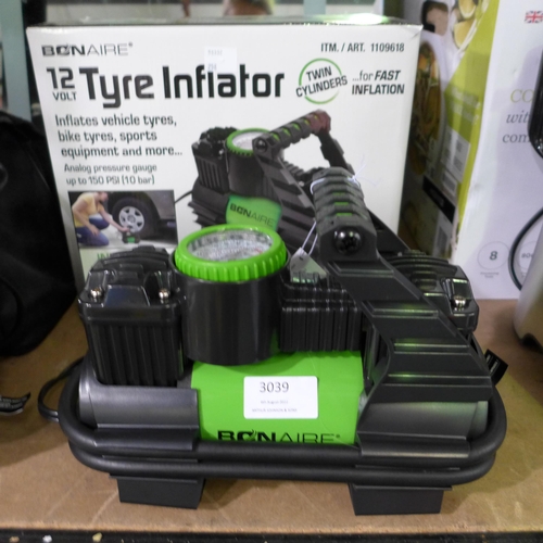 3039 - Bon Aire 12v Inflator (model:- TC12CUK), (258-28)   * This lot is subject to vat