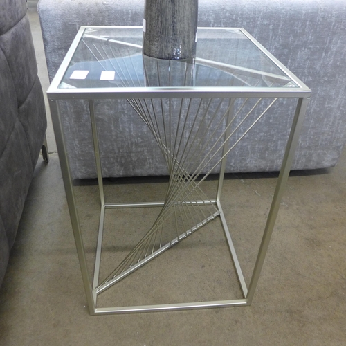 1302 - A metal and glass cubic lamp table * this lot is subject to VAT