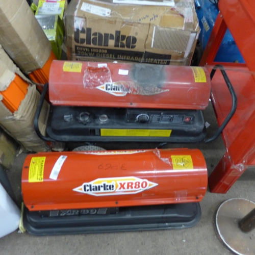 2057 - 3 Assorted Clarke workshop heaters (MM3769) - sold as scrap * this lot is subject to VAT