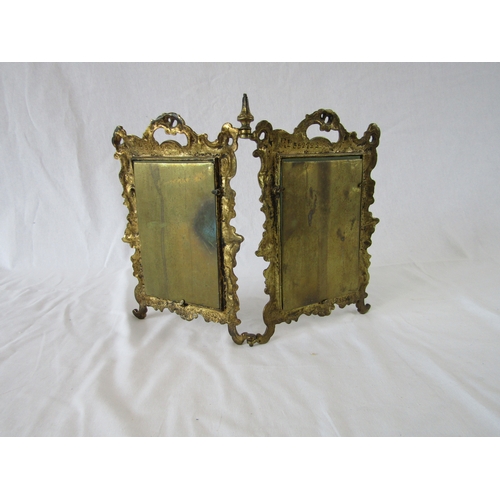 Victorian Vintage Double Picture Frame In Glass And Brass