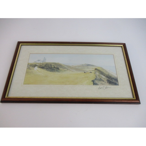 32 - Baron art framed Cromer lighthouse & cliffs print, signed Andrew Dibben.