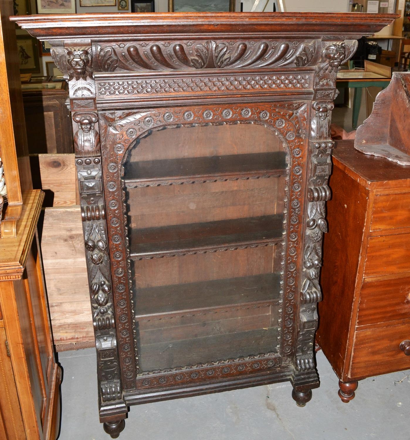 A Decorative Gothic Revival Glass Fronted Display Cabinet