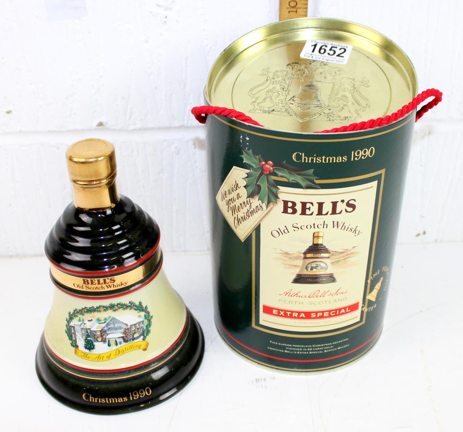 Whisky Bells Whisky bottle with contents in box Christmas 1990