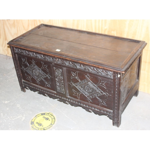 12 - Antique carved coffer or blanket box