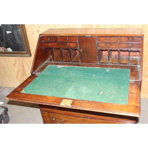 17 - Antique Mahogany bureau with brass drop handles