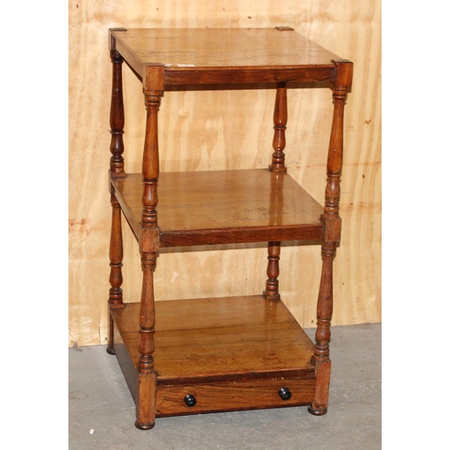 4 - Antique 3-tier Mahogany whatnot with drawer