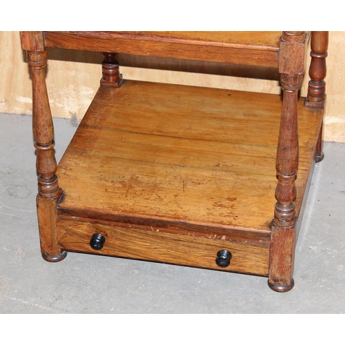 4 - Antique 3-tier Mahogany whatnot with drawer