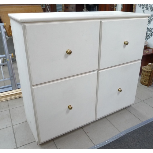 A Modern Pine White Painted Chest With Four Deep Drawers And