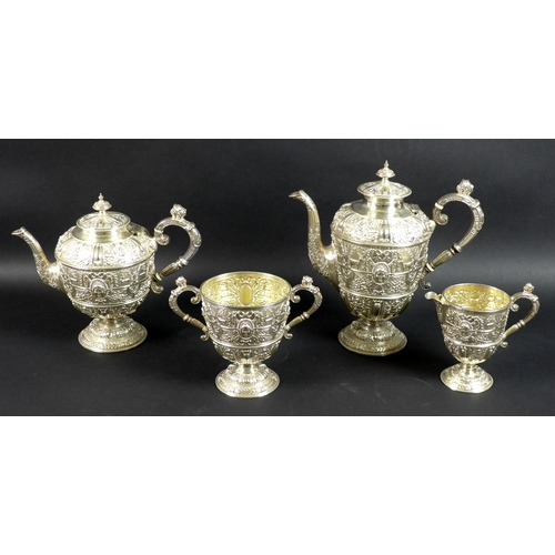 80 - A particularly fine High Victorian silver tea set, in the late Renaissance/Mannerist style of Cellin... 