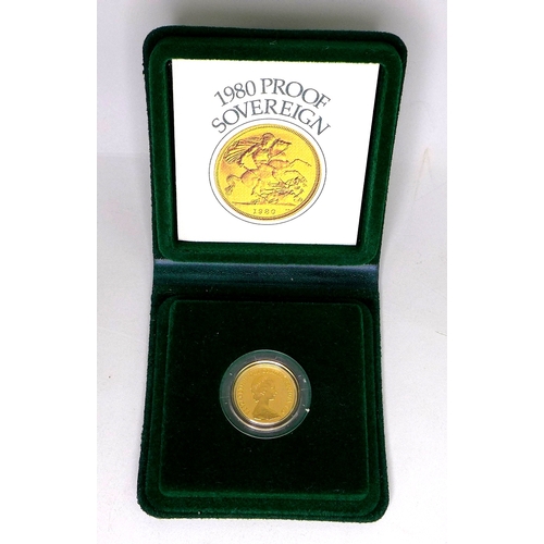 60 - An Elizabeth II gold proof sovereign, 1980, with box.
