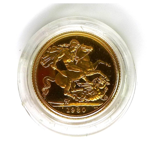 60 - An Elizabeth II gold proof sovereign, 1980, with box.
