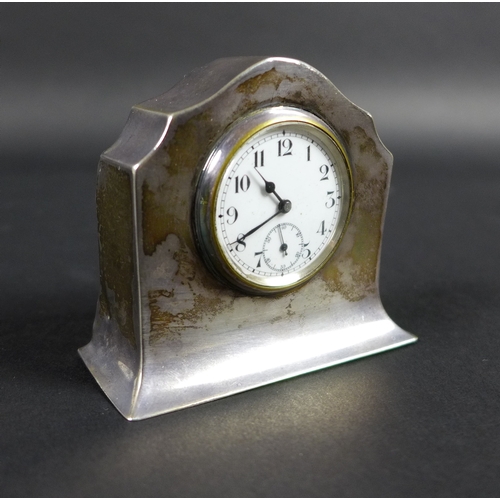 3 - A Mappin and Webb silver cased miniature mantle clock, with Arabic dial and Swiss movement, 6.5 by 2... 