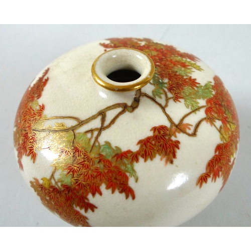 2 - A fine Japanese Satsuma pottery miniature vase by Yabu Meizan, Meiji period, of compressed ovoid for... 