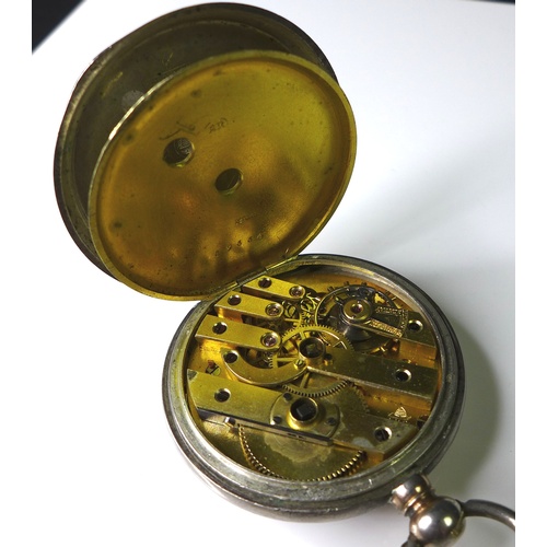 89 - A late 19th century French LUC open faced key wind pocket watch, 800 silver and gold plated case wit... 