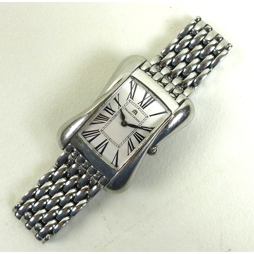 91 - A Maurice Lacroix Divina stainless steel cased lady's wristwatch, with rectangular silvered dial, st... 