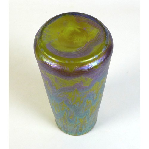 48 - An early 20th century Loetz iridescent glass vase, possibly goldamber colour pattern, of cylindrical... 