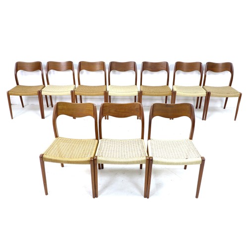 190 - A set of ten Danish teak dining chairs, by J. L. Møllers Møbelfabrik, Model No. 71, circa 1960, desi... 
