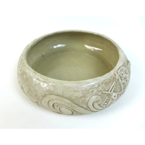 19 - William Oram Trivett (British, 1872-1955), ceramic bowl, signed 'W.O. Trivett', with relief decorati... 