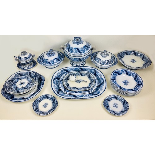 17 - A Copeland late Spode part dinner service, mid 19th century, transfer printed in blue and white, inc... 