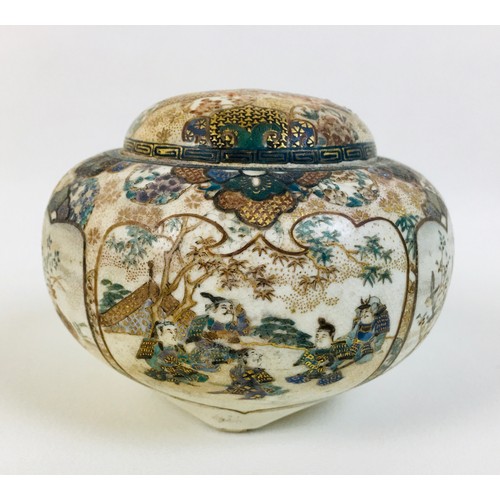 3 - A Japanese early 20th century Satsuma pottery potpourri, vase and pierced cover, decorated with rese... 