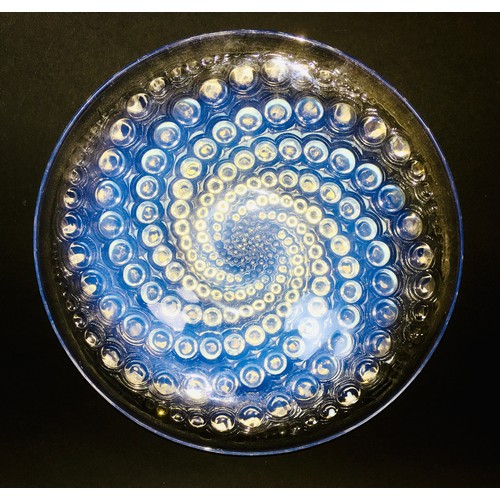 56 - A Rene Lalique 'Volutes' clear and opalescent glass bowl, with spiralling dot design, signed 'R. Lal... 