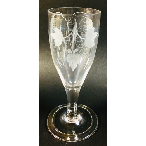 57 - A collection of 18th century and later drinking glasses, including a Georgian ale glass, the rounded... 