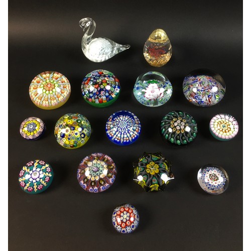 50 - A large collection of Scottish glass paperweights, mostly millefiore, including Strathern, Perthshir... 