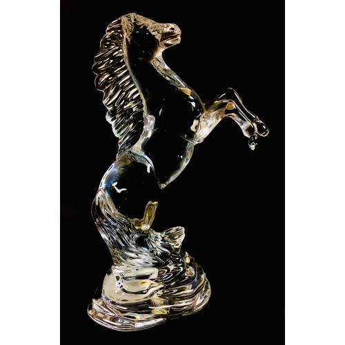 47 - A Waterford crystal figurine of a rearing horse, 15 by  7.5 by 23.5cm high.