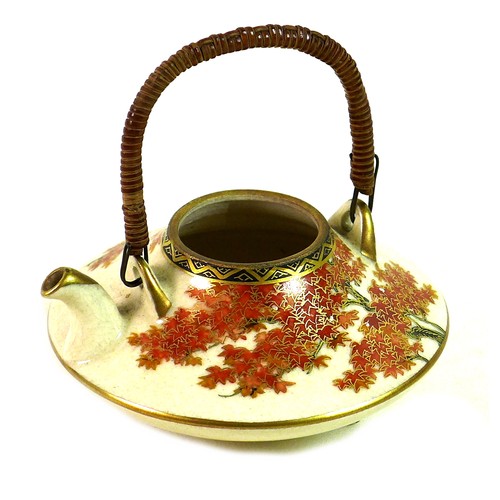 2 - A good Japanese Satsuma pottery miniature teapot, in the style of Yabu Meizan, Meiji period, of comp... 