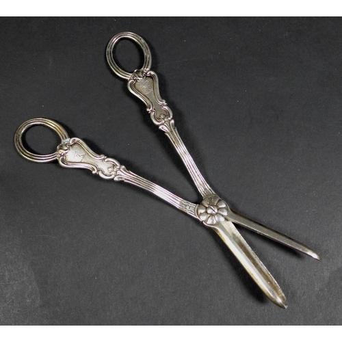 15 - A pair of Victorian silver grape shears, inscribed with 'Fernside to Belmont' and two armorial crest... 