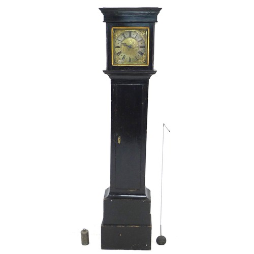 376 - An early 18th century oak cottage longcase clock, the 9